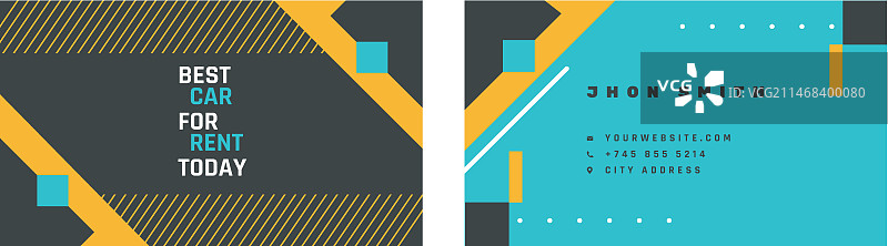 扁平风格汽车租赁横版名片图片素材