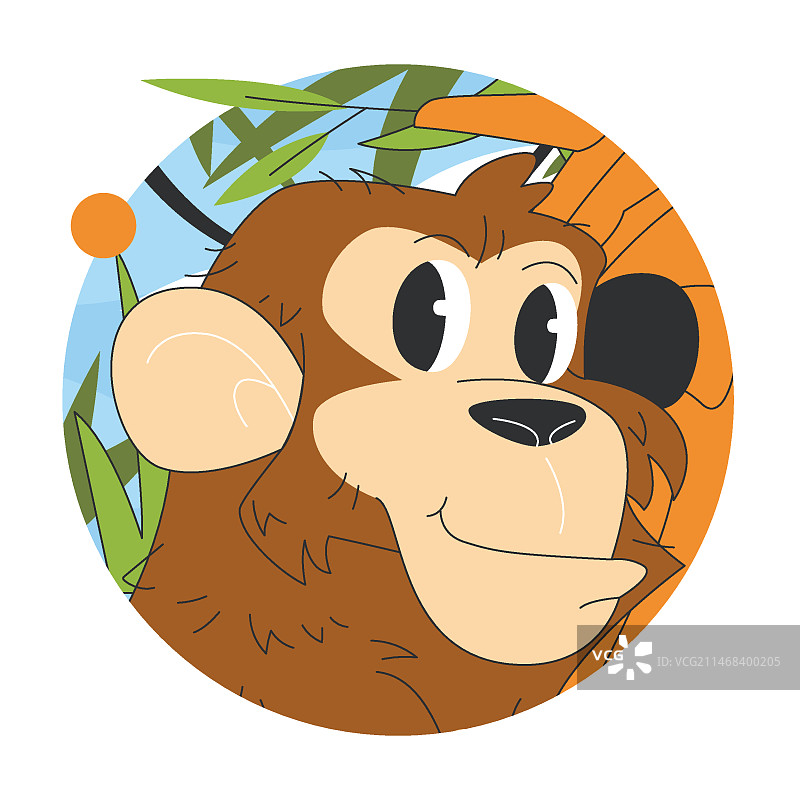 手绘卡通猴子脸插画图片素材