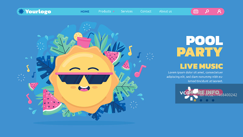 泳池派对娱乐活动着陆页图片素材