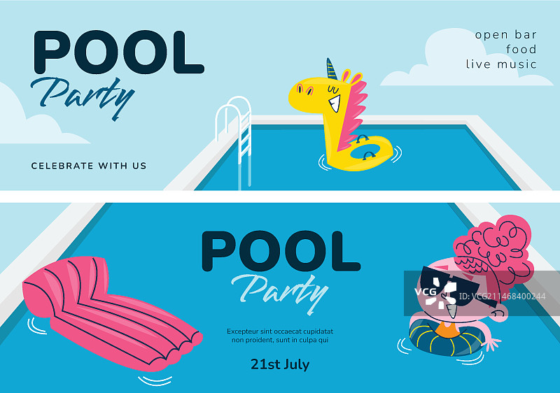 泳池派对娱乐横幅图片素材