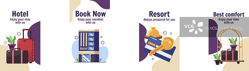 手绘酒店度假村Instagram快拍图片素材