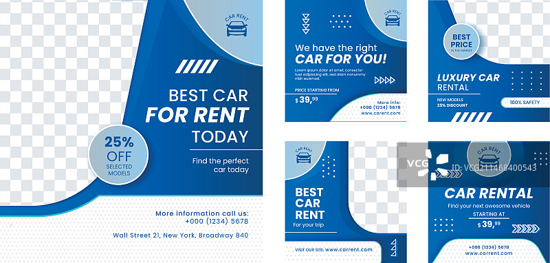用于汽车租赁的渐变Instagram帖子合集图片素材