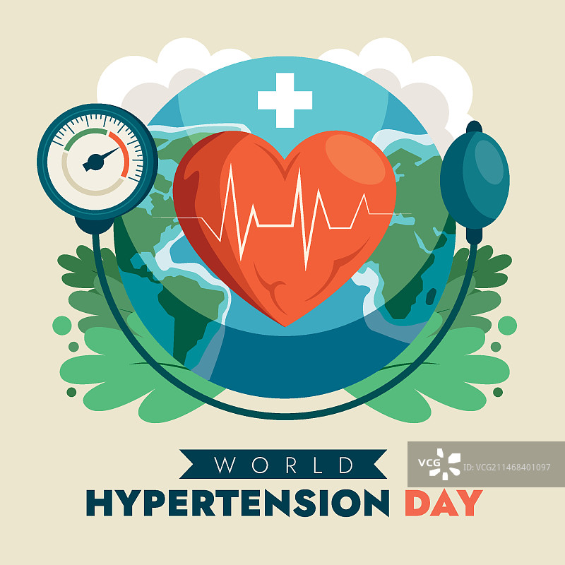 世界高血压日扁平风插画图片素材