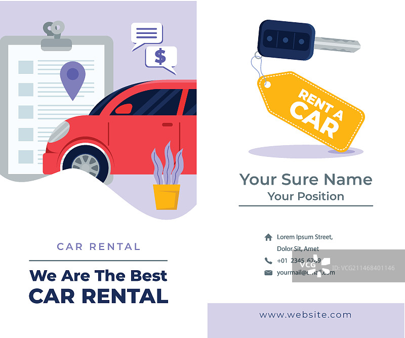 汽车租赁服务竖版名片图片素材