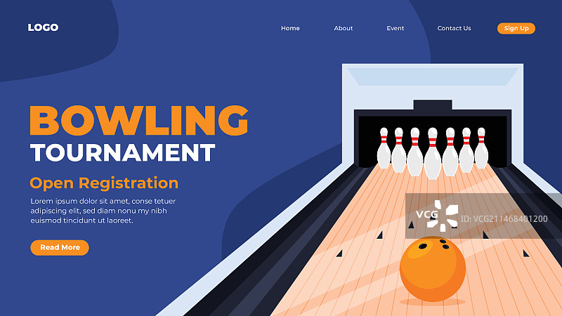 保龄球游戏着陆页模板图片素材