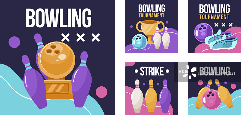 保龄球比赛Instagram帖子模板图片素材