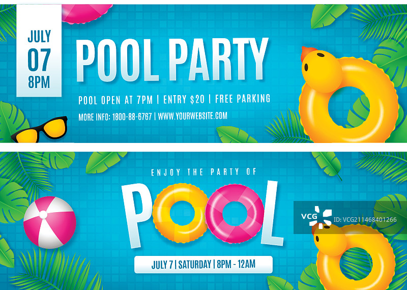 泳池派对banner模板图片素材
