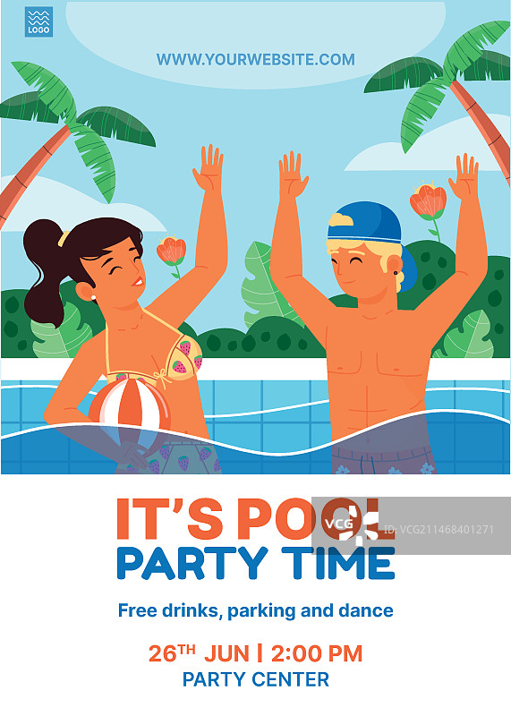 泳池派对海报模板图片素材