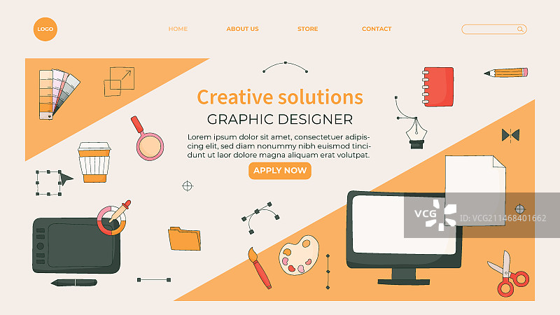 图形设计公司着陆页模板图片素材