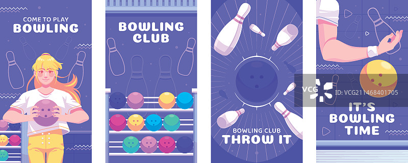 保龄球比赛扁平风格Instagram快拍合集图片素材