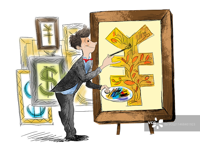 画家，画笔，调色板，财富，理财图片素材