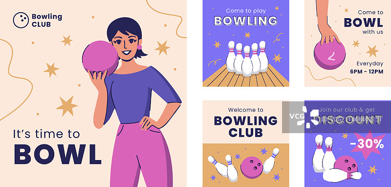 手绘Instagram保龄球模板图片素材