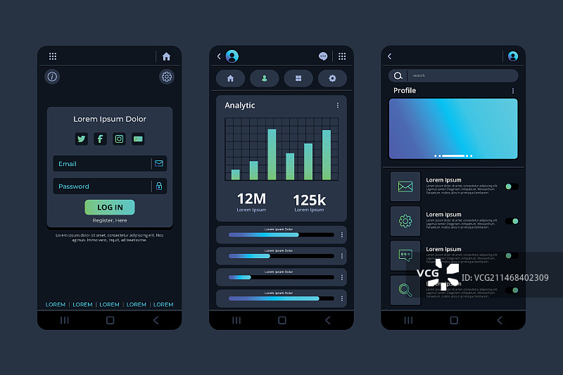 渐变暗黑模式App模板图片素材