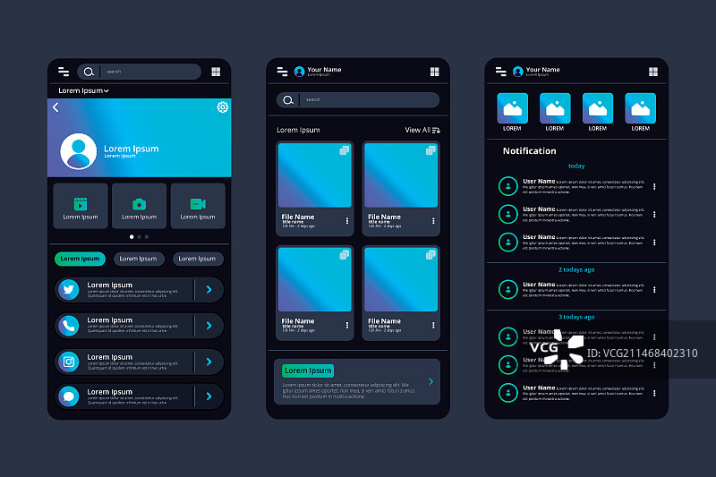 渐变暗黑模式App模板图片素材