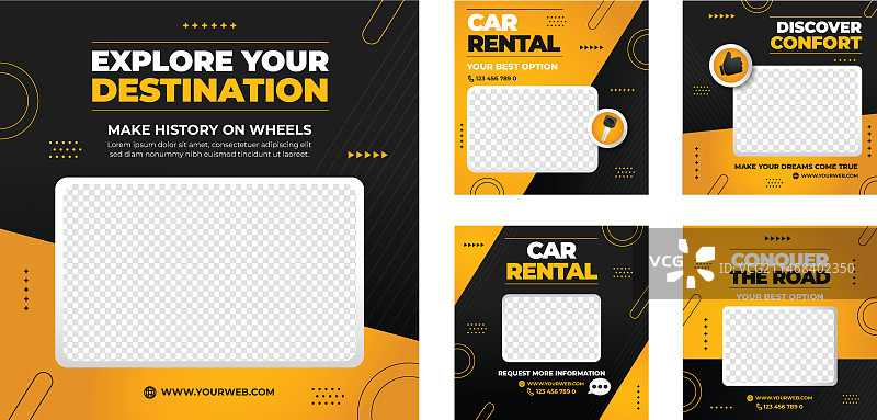 汽车租赁服务Instagram帖子模板图片素材