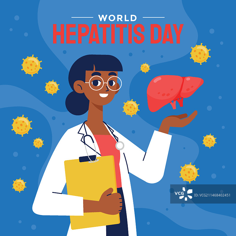 世界肝炎日宣传扁平插画图片素材