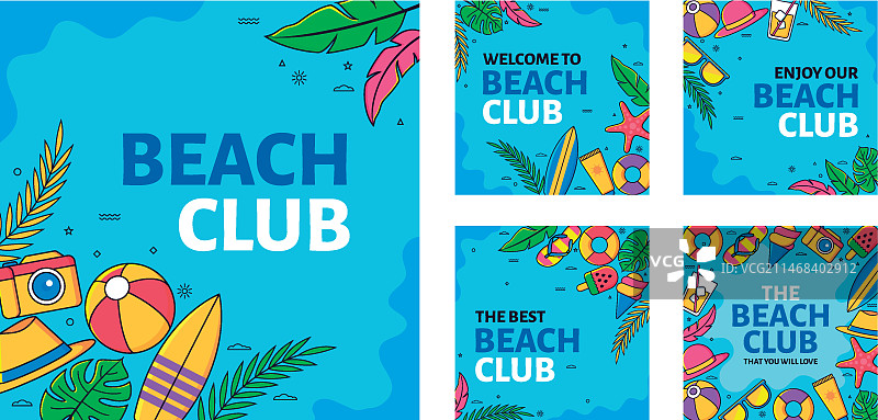 海滩俱乐部派对Instagram帖子合集图片素材