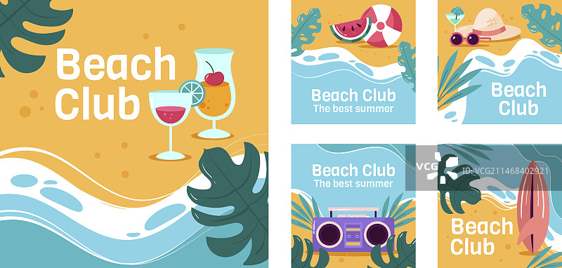 海滩俱乐部派对Instagram帖子合集图片素材