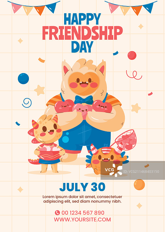 国际友谊日庆祝活动竖版海报模板图片素材