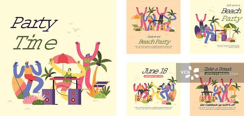 扁平风格海滩俱乐部模板图片素材