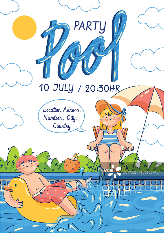 泳池派对模板设计图片素材