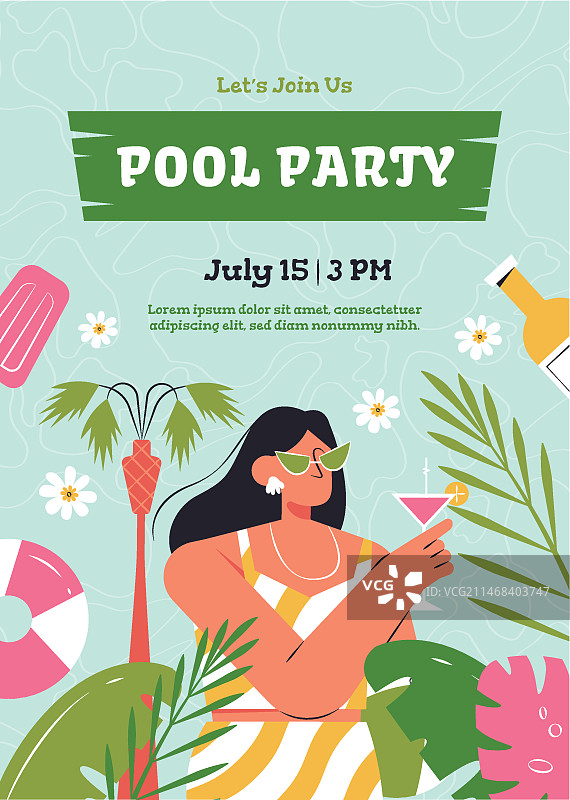 泳池派对模板设计图片素材
