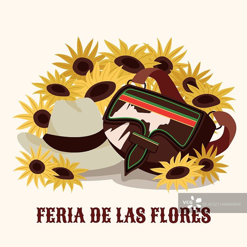 哥伦比亚鲜花节扁平插画图片素材