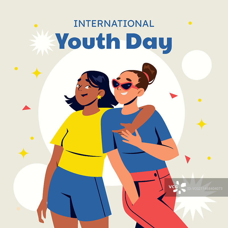 国际青年日庆祝活动扁平插画图片素材