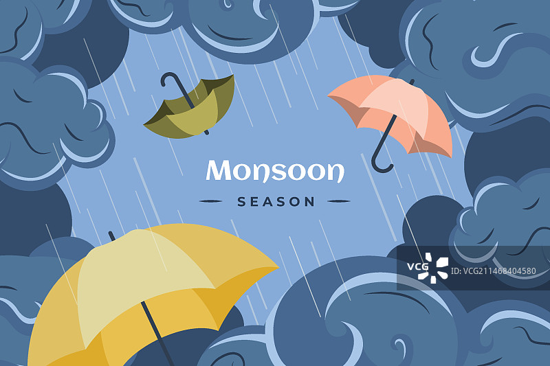 扁平风格雨季背景图片素材