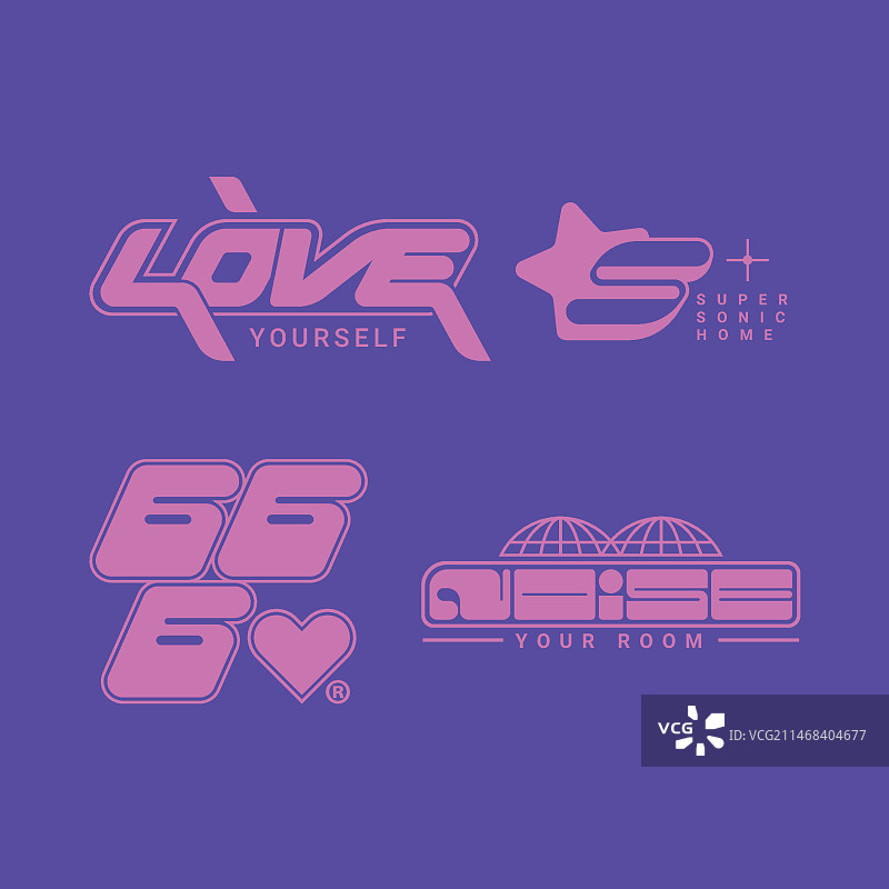 扁平风格Y2K标志合集图片素材