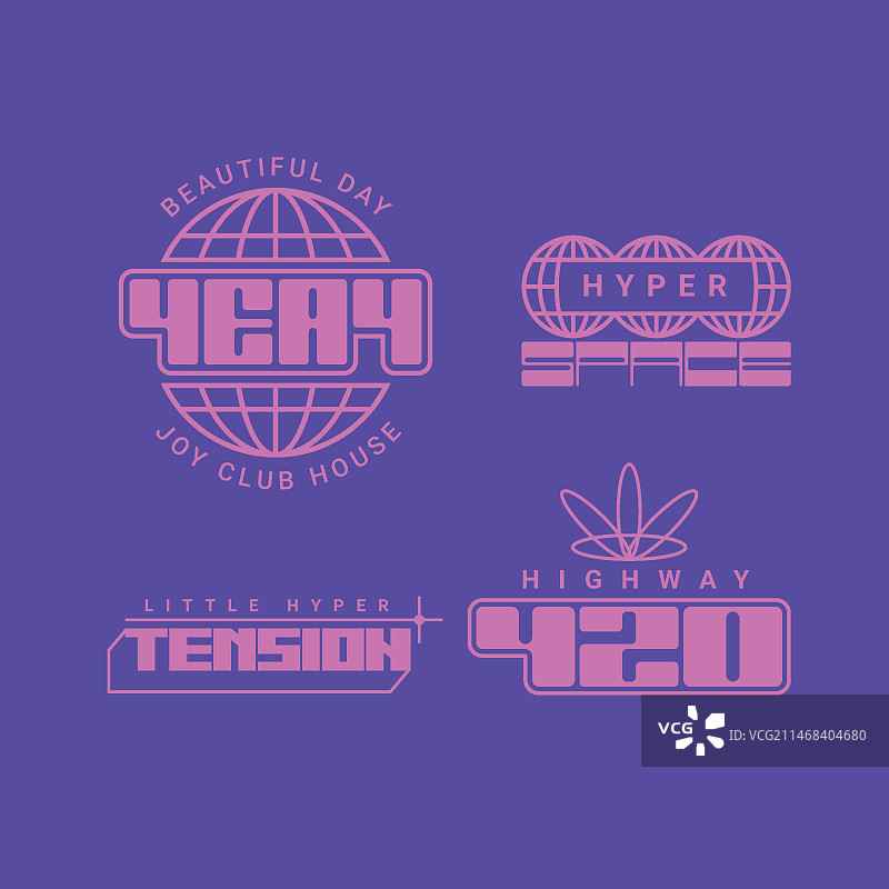 扁平风格Y2K标志合集图片素材