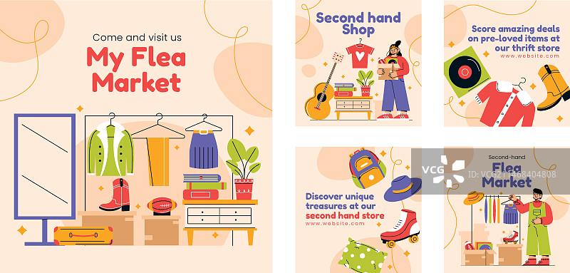 手绘二手商店Instagram帖子图片素材