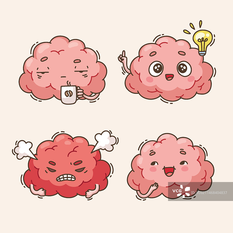 手绘大脑卡通插画图片素材