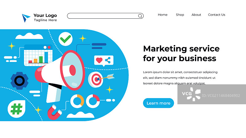 扁平风格营销机构着陆页图片素材