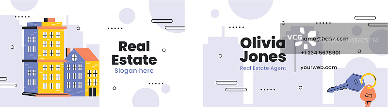 房地产扁平风格横版名片模板图片素材