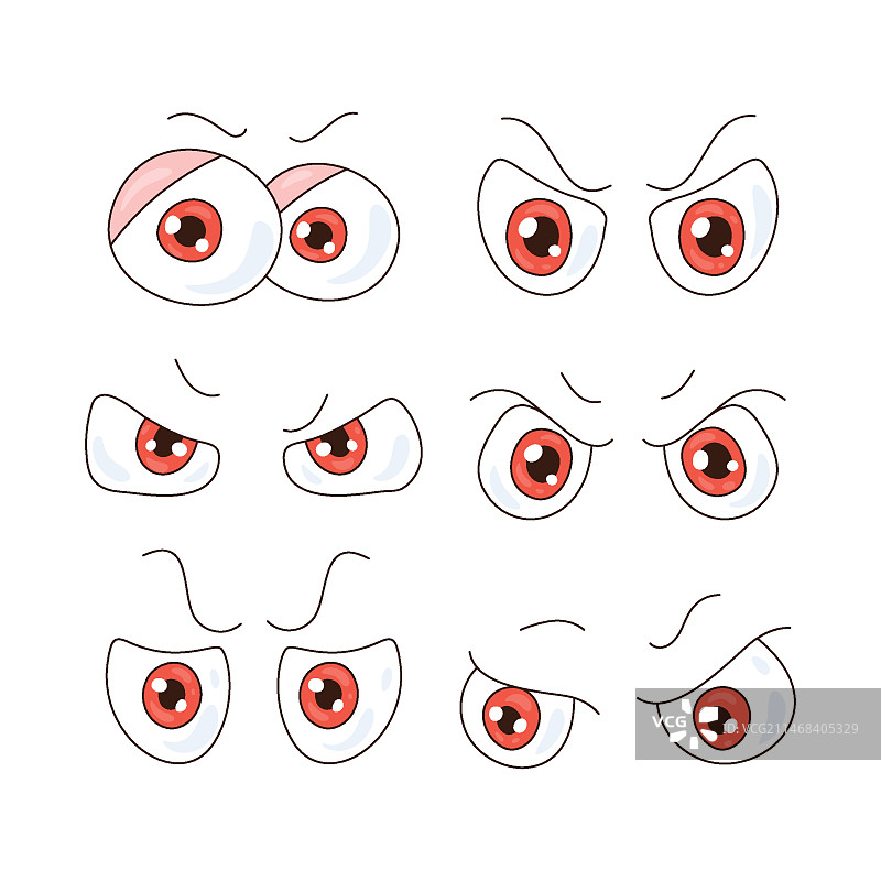 手绘愤怒的眼睛卡通插画图片素材