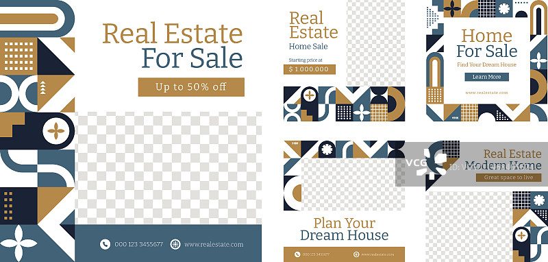 扁平风格房地产企业Instagram帖子图片素材