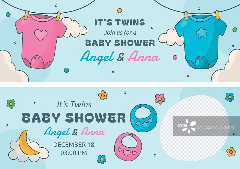 手绘婴儿派对横幅图片素材