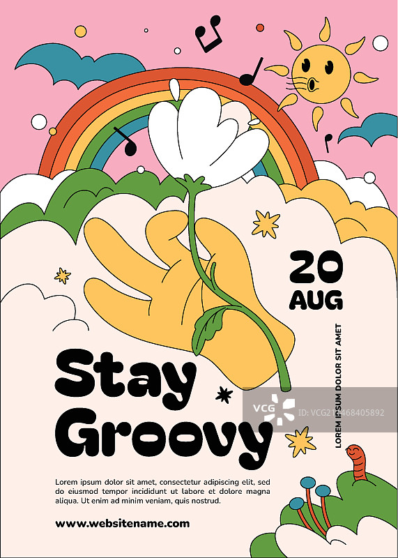 70年代风格手绘海报模板图片素材