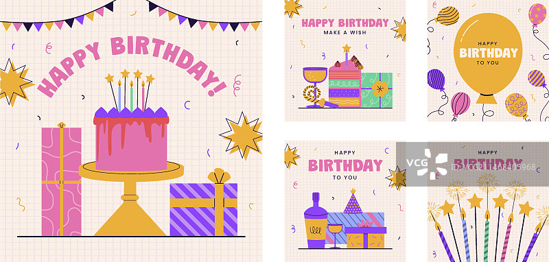 手绘生日模板图片素材