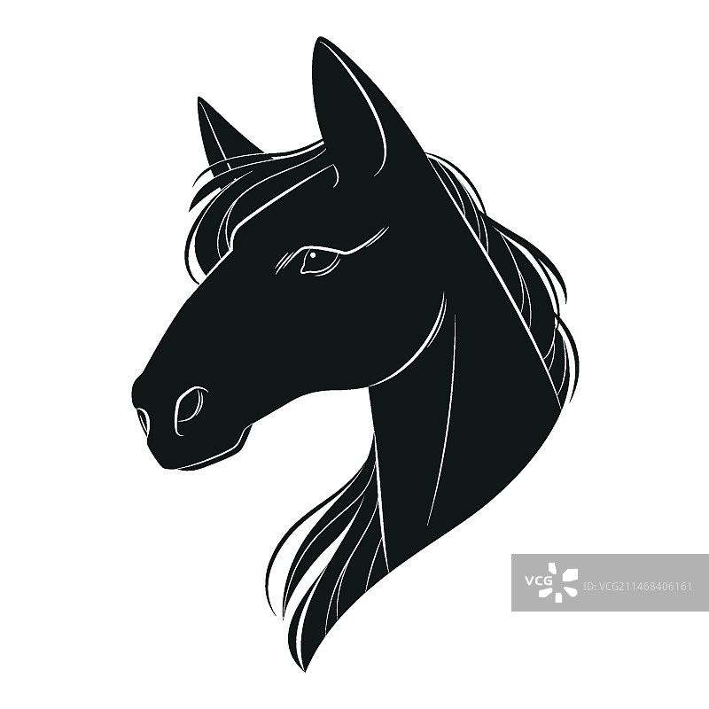 手绘马头剪影图片素材