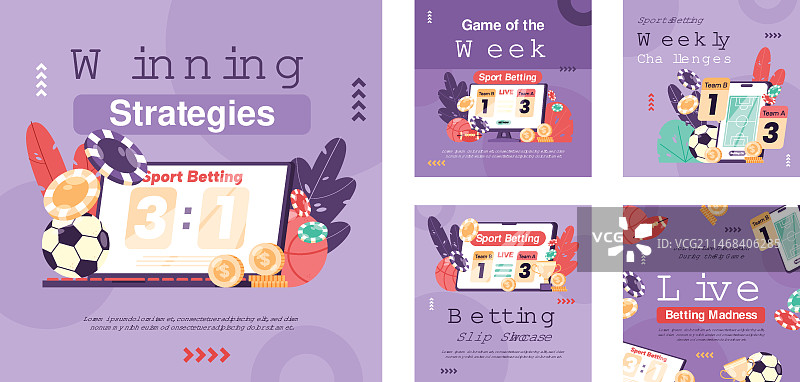 扁平风格体育博彩Instagram帖子图片素材