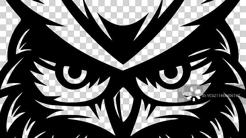 猫头鹰-黑色和白色孤立的图标图片素材