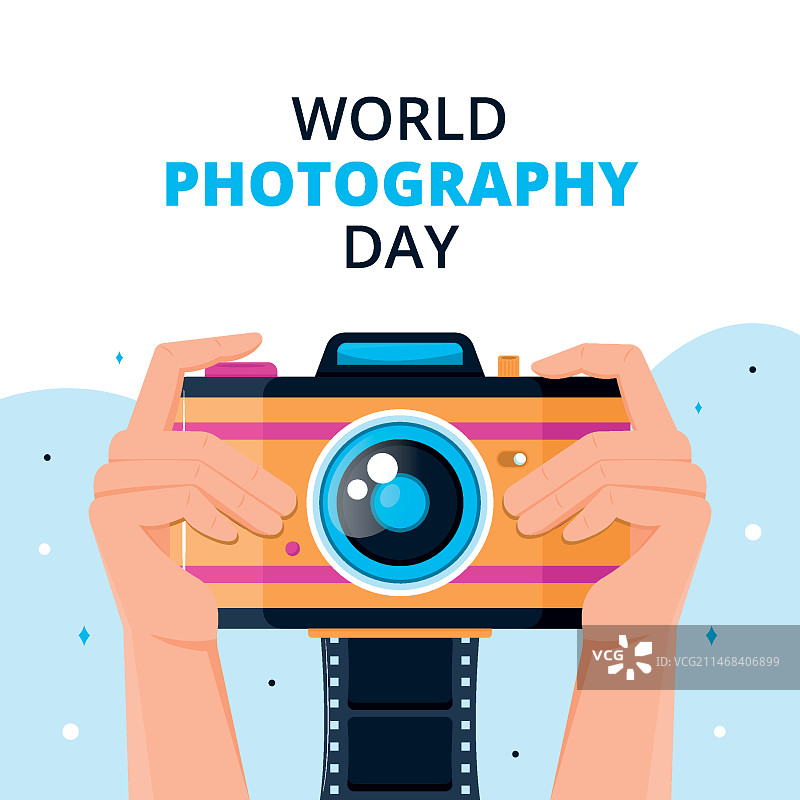 世界摄影日庆祝扁平风插画图片素材