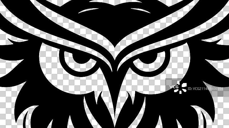 猫头鹰-黑色和白色孤立的图标图片素材
