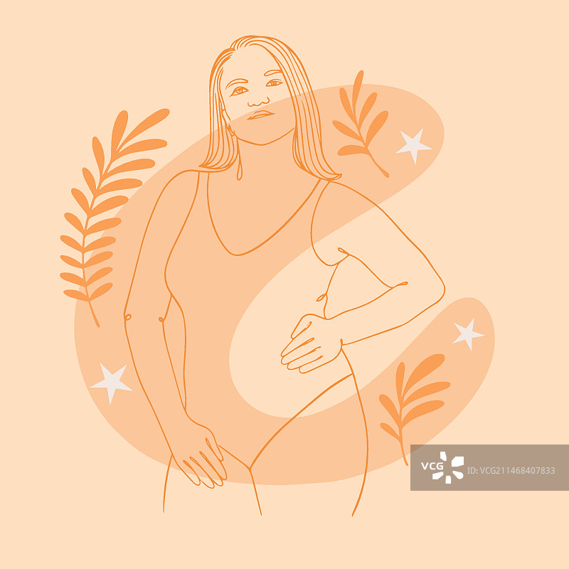 手绘人体轮廓插画图片素材