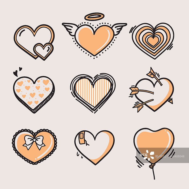 手绘爱心涂鸦插画图片素材