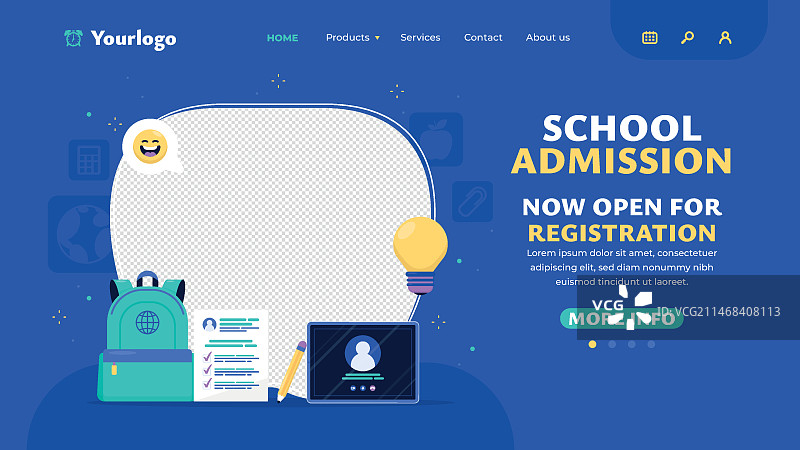 扁平风格学校招生着陆页图片素材