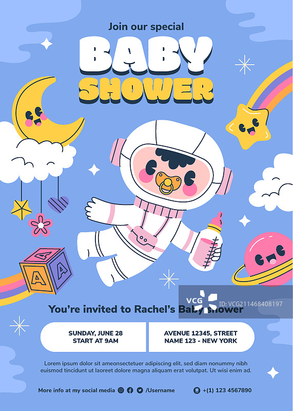 手绘婴儿欢迎海报图片素材