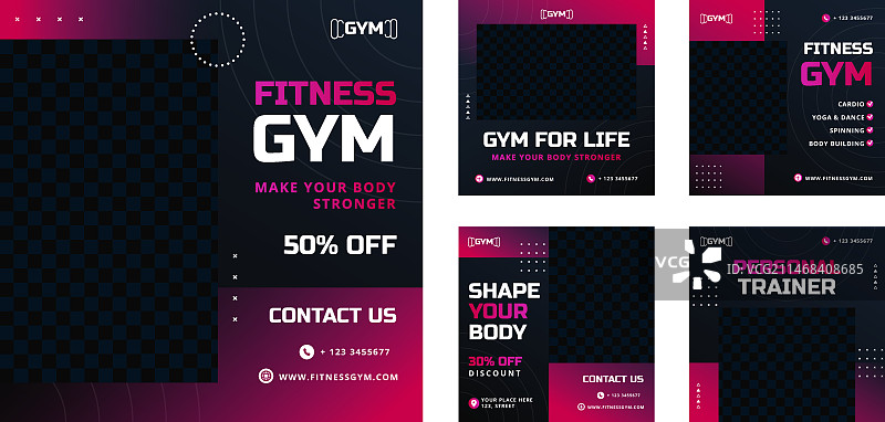渐变健身房Instagram帖子图片素材